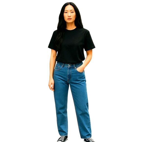 Ruby Rd. Petite Jeans Stretch Waist 5-Pocket Zip Fly Straight Leg Blue Denim 12P - Picture 1 of 14